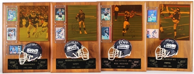 1981-96 Mike Horan, Ed McCaffrey & more NY Giants Signed Mini Helmet, Photo 14x20 Plaques (Lot of 4)(JSA) 