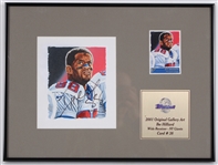 2001 Ike Hilliard NY Giants Signed Topps Vault Original Gallery Art w/12x16 Frame (JSA)