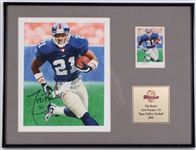 2002 Tiki Barber NY Giants Signed Topps Vault Original Gallery Art w/ 12x16 Frame (JSA)