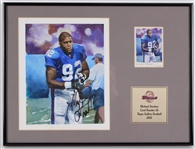 2002 Michael Strahan NY Giants Signed Topps Vault Original Gallery Art w/12x16 Frame (JSA)