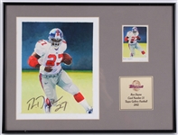 2002 Ron Dayne NY Giants Signed Topps Vault Original Gallery Art w/12x16 Frame (JSA)