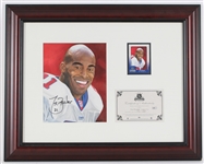 1997-2006 Tiki Barber NY Giants Signed Eric Cash Illustration w/ Card & 19x24 Frame (JSA)