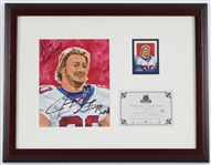 2002 Jeremy Shockey NY Giants Signed Mike Schroeder Illustration w/ Card & 18x23 Frame (JSA) 