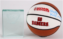 1989-98 Herb Kohl Badgers Kohl Center 5" Basketball w/ USS Plaque 