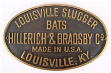 1960s-70s Hillerich & Bradsby Louisville Slugger Bats 6.5" x 10.5" Metal Advertising Sign