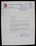 1954 Joseph Cairnes Milwaukee Braves Executive Vice President Signed Correspondence on Team Letterhead