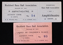 1897 Rockford Base Ball Association Ticket & Stub - Lot of 2 