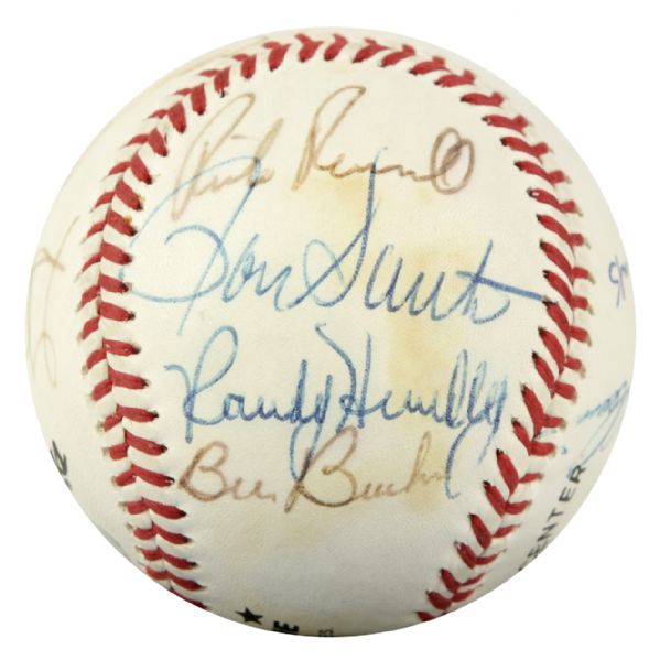 Chicago Cubs Multi-Signed ONL (White) Baseball (9 Signatures) Including Banks & Williams (PSA/DNA)