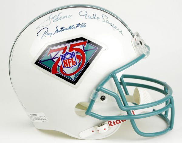 1994 NFL 75th Anniversary Signed Full Size Helmet - Nitschke, Unitas, Sayers, Greene, etc. - 10 Signatures - JSA