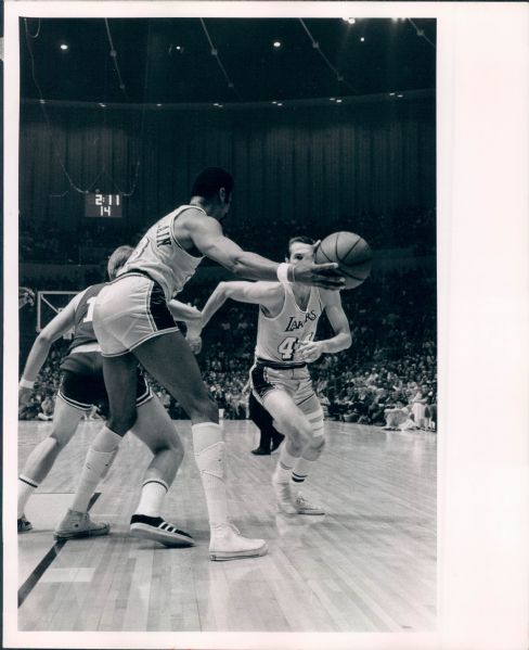 1968-73 Wilt Chamberlain & Jerry West Los Angeles Lakers Type 1 8" x 10" Photo SPORT Magazine Collection (MEARS Type 1 LOA)