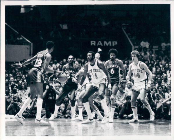 1977-79 Julius Erving Philadelphis 76ers & Bob McAdoo Knicks Original Type 1 8" x 10" Photo SPORT Magazine Collection (MEARS Type 1 Photo LOA)