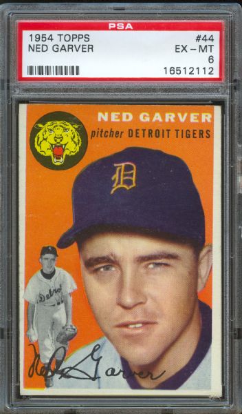 1954 Topps Tigers Ned Garver #44 PSA EX-MT 6