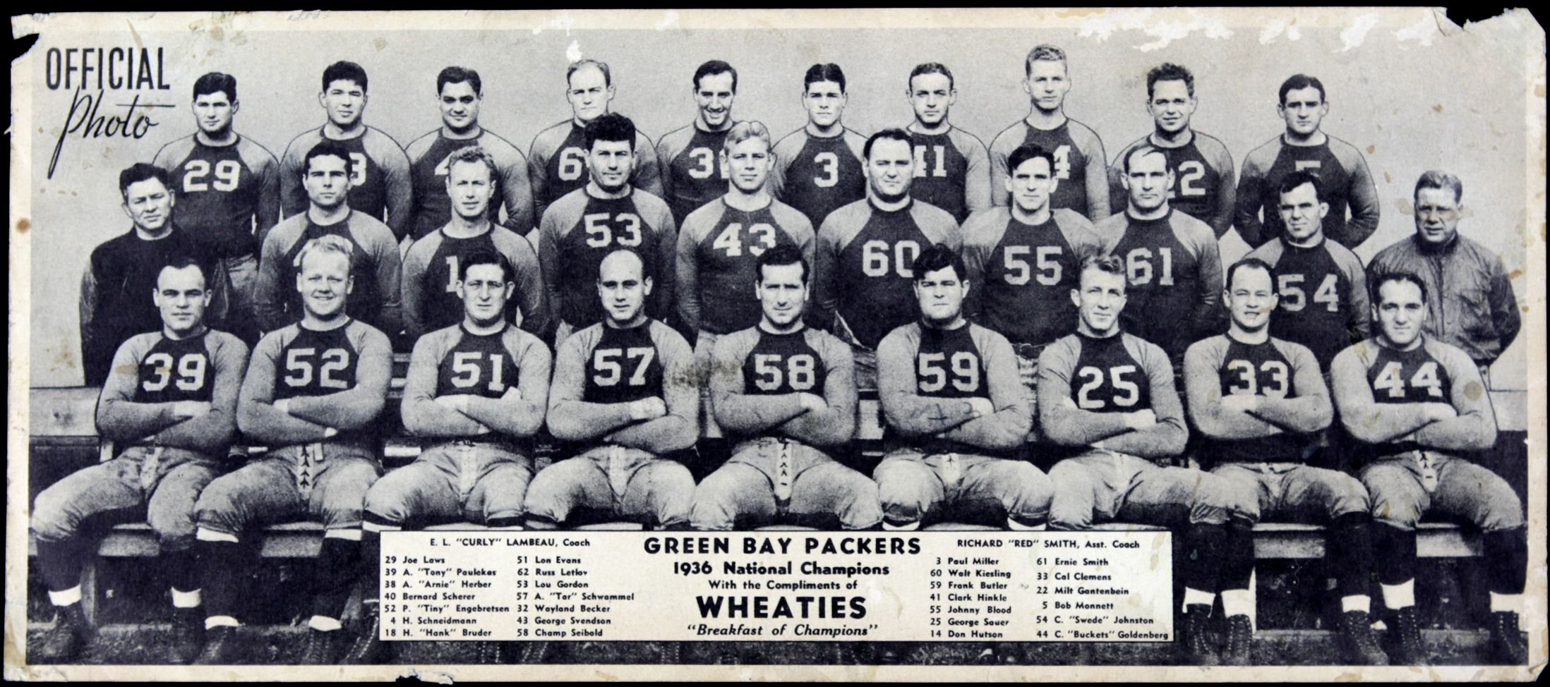 Lot Detail - 1936 Green Bay Packers NFL Champions Wheaties Premium  Panoramic (10 1/2' x 4 1/2')