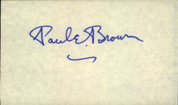 Paul Brown Cleveland Browns Signed Index Card Pro Football Hall of Famer