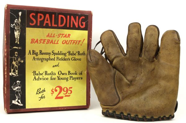 1930s Babe Ruth Spalding Baseball Glove in the Original Box - New York Yankees 