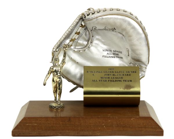 1957 Johnny Blanchard Rawlings Silver Glove Minor League Award From First Year of Award- Member of 1961  New York Yankees