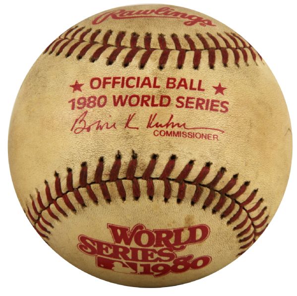 1980 World Series Game Used Baseball - Phillies vs. Royals - MEARS LOA 