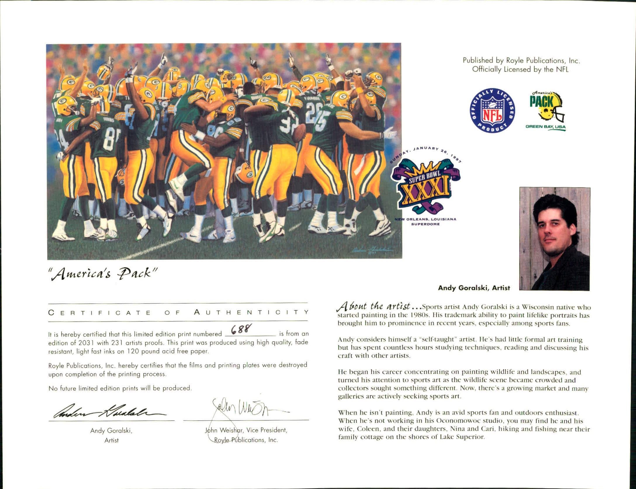 Packers 1997 Green Bay 11x14 Limited Edition Super Bowl XXXI 11x14 Photo |