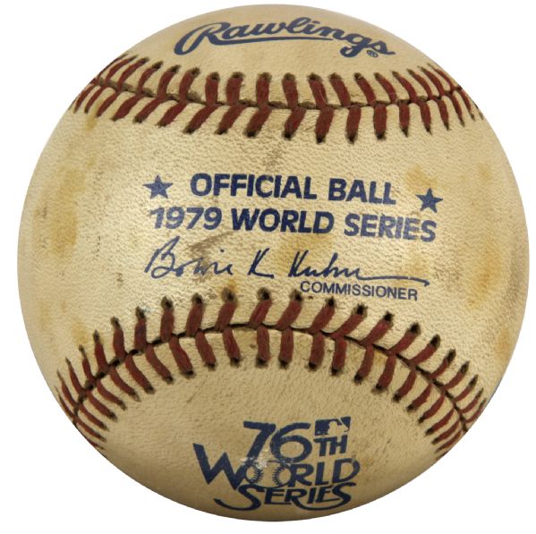 1979 World Series Game Used Baseball Signed by Ray Mueller - Pirates vs. Orioles - JSA & MEARS LOA 