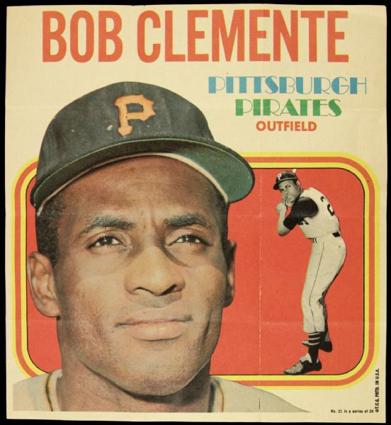 1970 Roberto Clemente Pittsburgh Pirates Topps Poster 