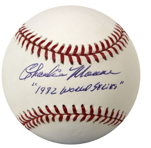 1982 Charlie Moore Milwaukee Brewers Single Signed OAL (MacPhail) Baseball "1982 World Series" - JSA 