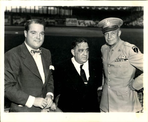 1942-45 Horace Stoneham Mayor Fiorello LaGuardia General Ike Eisenhower "The Sporting News Collection Archives" Original 8" x 10" Photo (Sporting News Collection Hologram/MEARS Photo LOA)