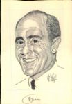 1960 Hand Drawn Red Auerbach Portrait "The Sporting News Collection Archives" Original Piece (Sporting News Collection Hologram)