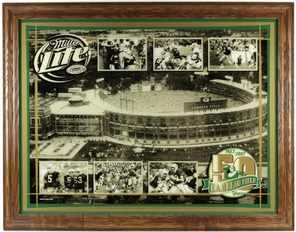 1957-2007 Green Bay Packers Lambeau Field 52" x 39 1/2" Miller Lite Mirror