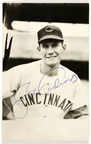 1950-52 Joe Adcock Cincinnati Reds Signed Postcard (JSA) "Playing days signature"