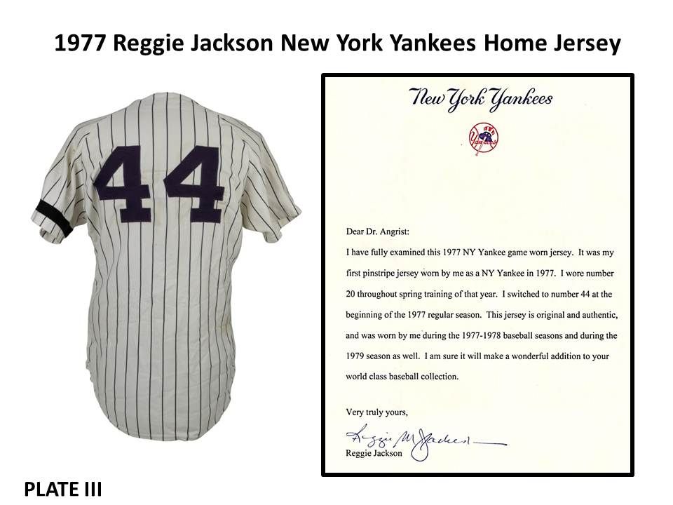 1977 Reggie Jackson Game Used New York Yankees Home Jersey Photo