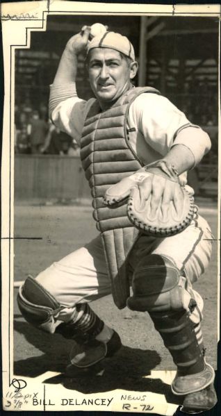 1934 Bill Delancey St. Louis Cardinals "The Sporting News Collection Archives" Original Photo (Sporting News Collection Hologram/MEARS Photo LOA)