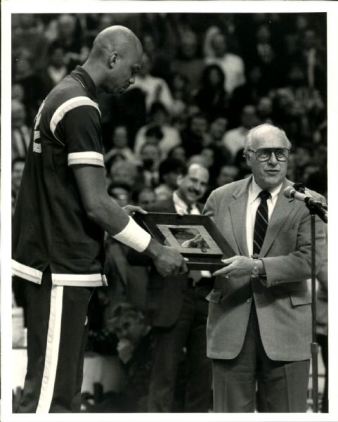 1988 Kareem Abdul Jabbar Red Auerbach "The Sporting News Collection Archives" Original 8" x 10" Photo (Sporting News Collection Hologram/MEARS Photo LOA)