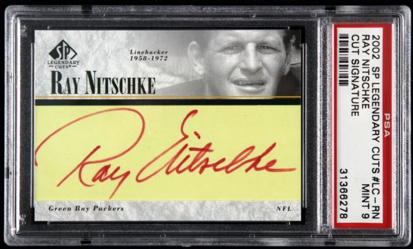 2002 Ray Nitschke Green Bay Packers SP Legendary Cuts Card - PSA Mint 9 