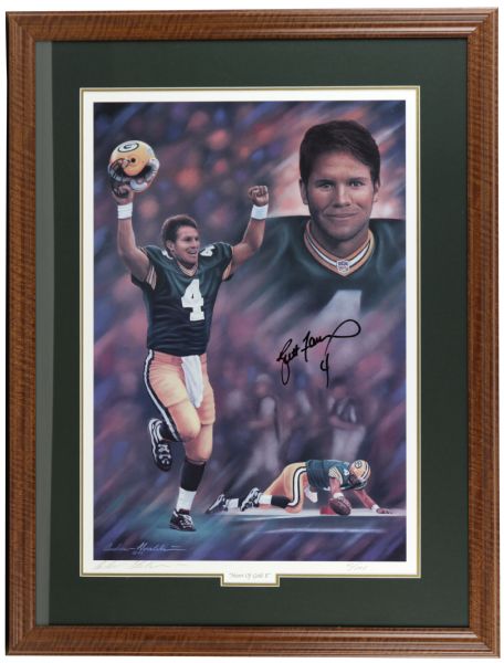 1997 Brett Favre Green Bay Packers Signed Heart of Gold II Print 43/804 - JSA 