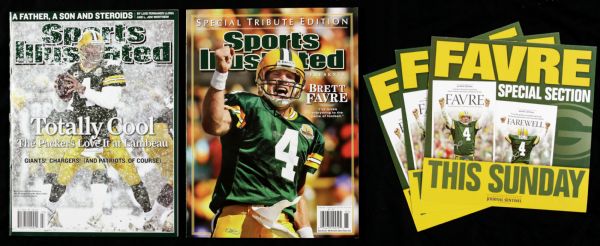 2007-08 Brett Favre Sports Illustrated and Journal Sentinel Items - Lot of 5