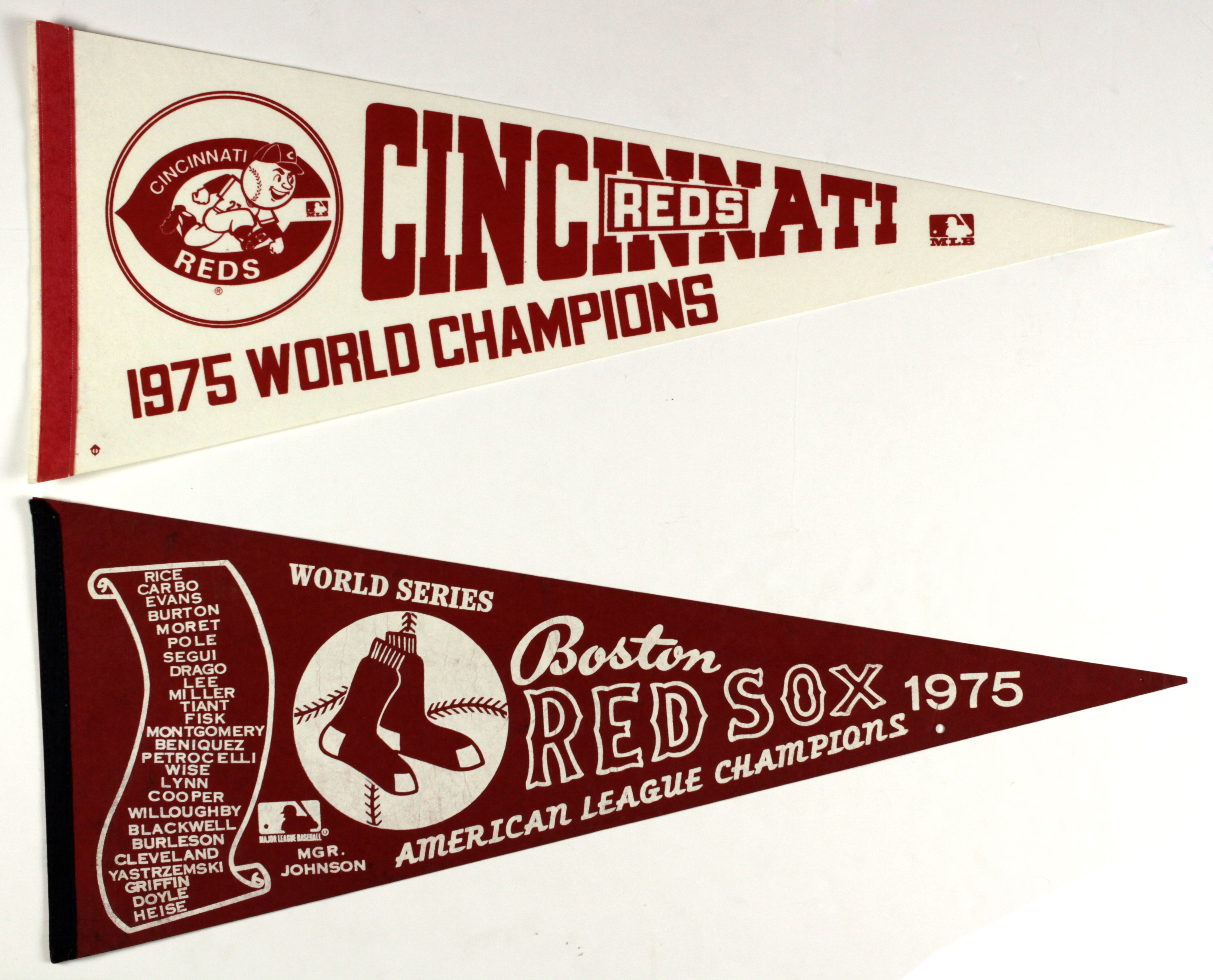 Lot Detail - 1975 World Series Boston Red Sox vs. Cincinnati Reds Full Size  Pennant - Lot of 2