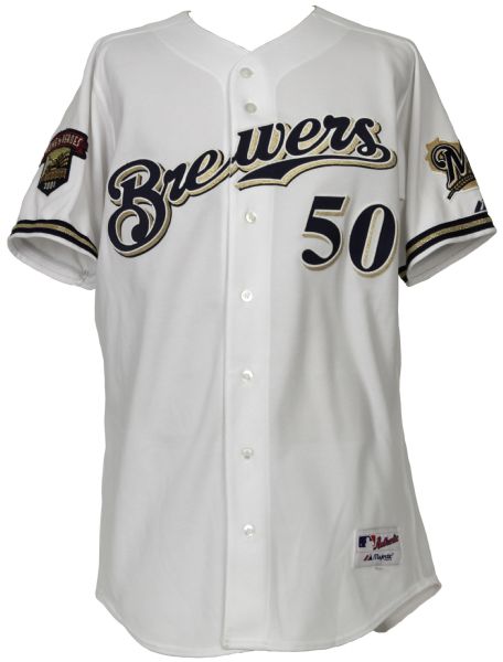 Lot Detail - 2001 Everett Stull Milwaukee Brewers Game Worn Jersey DNP ...