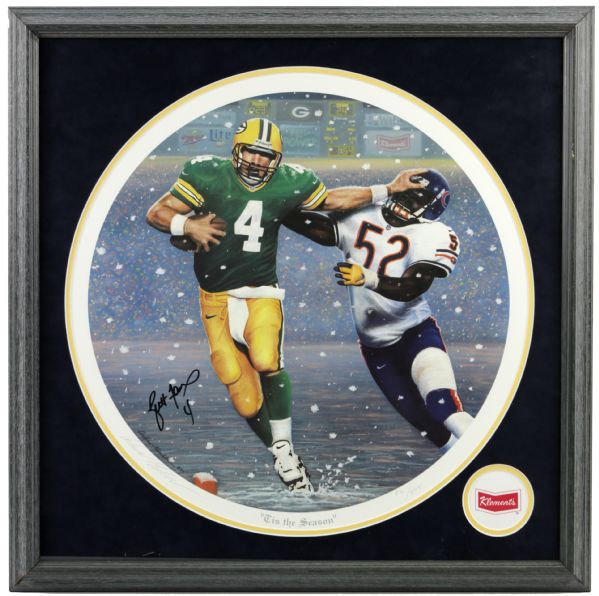 Brett Favre Green Bay Packers Signed Tis The Season Print Display- JSA