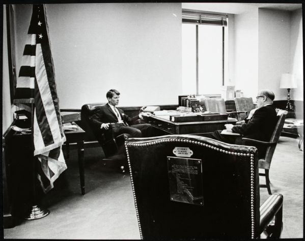 Robert Kennedy "RFK" at Desk Oversized First Generation 10.5" x 13.5" Photo