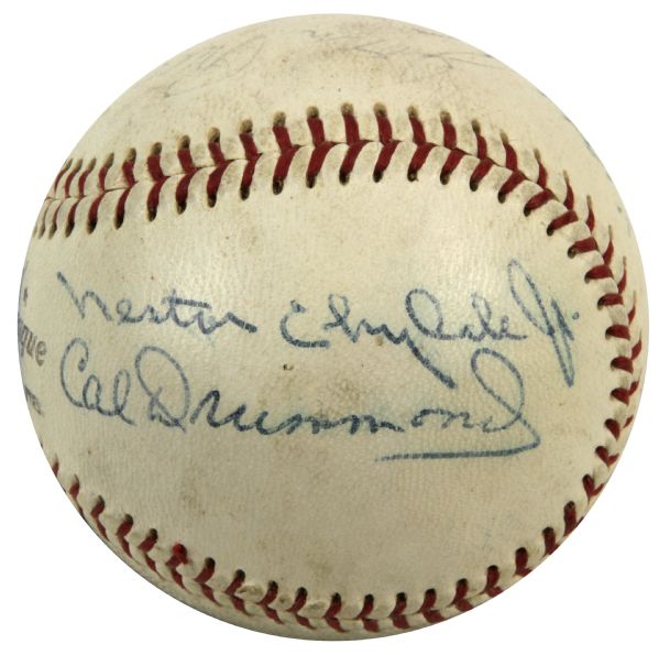 1966 World Series Umpires Signed ONL (Giles) Baseball With Nestor Chylak - JSA 