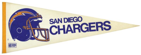 1980s San Diego Chargers Full Size Pennant 