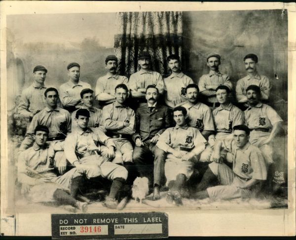 1894 Baltimore Orioles Team Photograph "The Sporting News Collection Archives" 1930s Print (Sporting News Collection Hologram/MEARS Photo LOA)