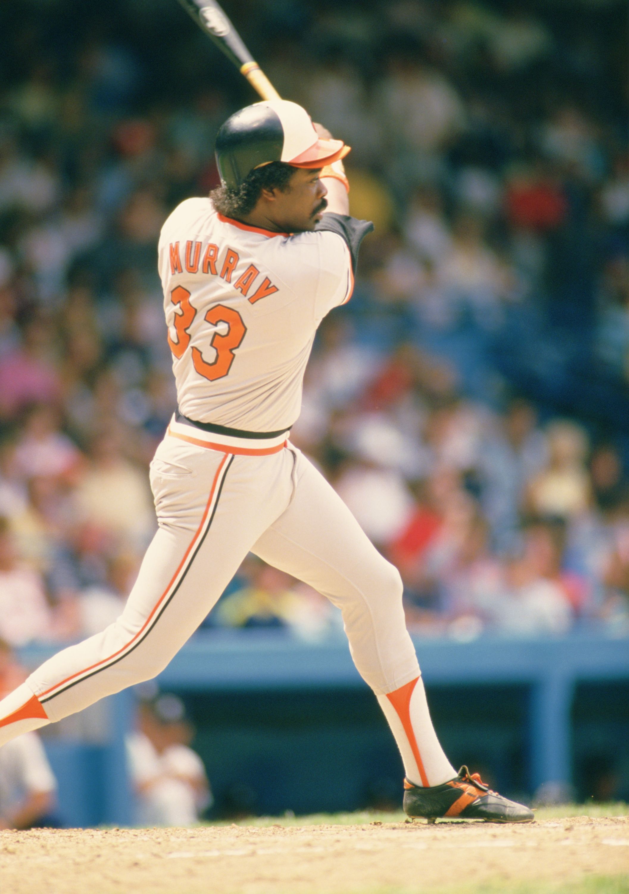 Lot Detail - 1985 EDDIE MURRAY BALTIMORE ORIOLES GAME WORN ROAD JERSEY  (GIORDANO LOA)