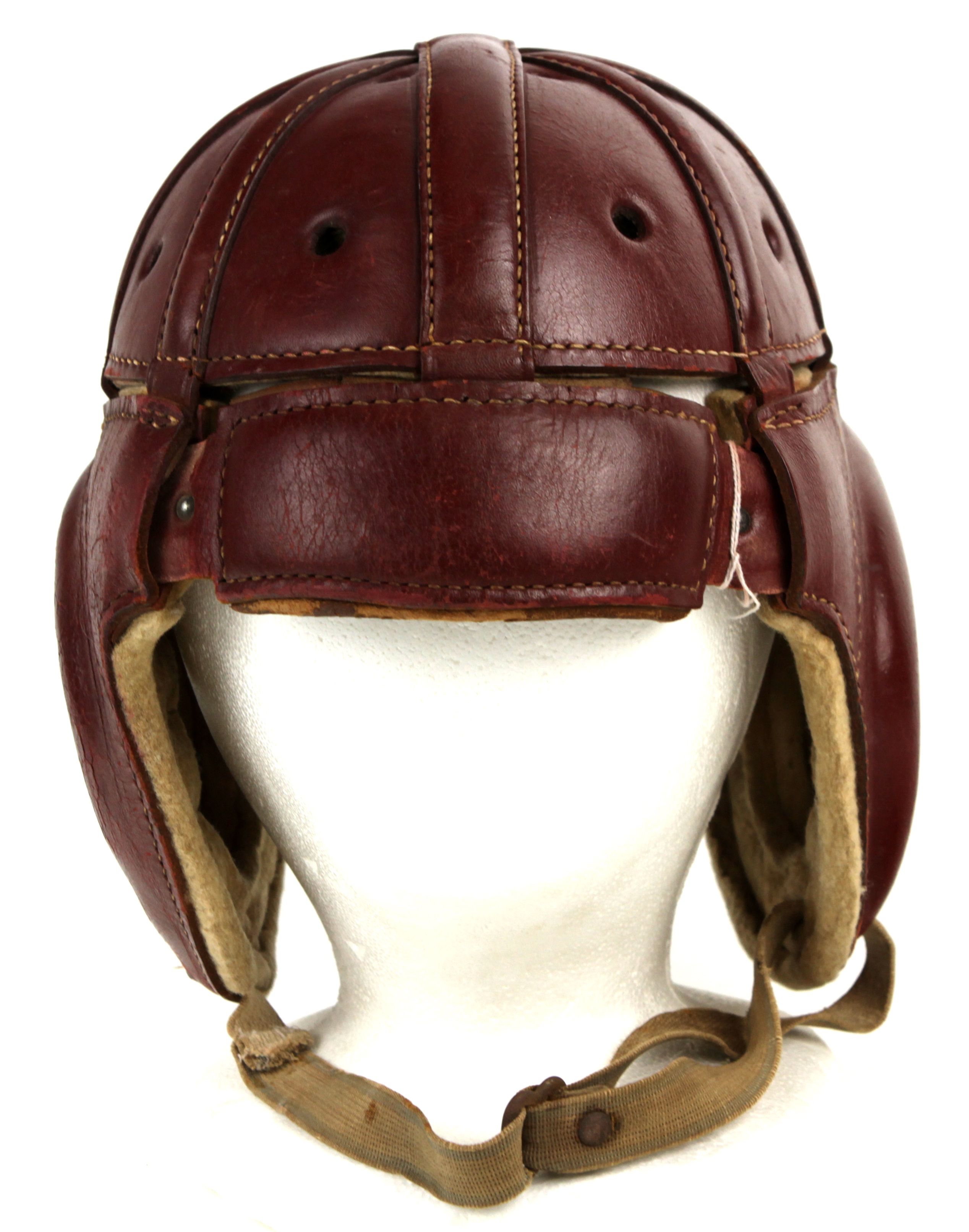 Lot Detail - 1920s Factory Red Wilson Leather Football Helmet - Rare Style