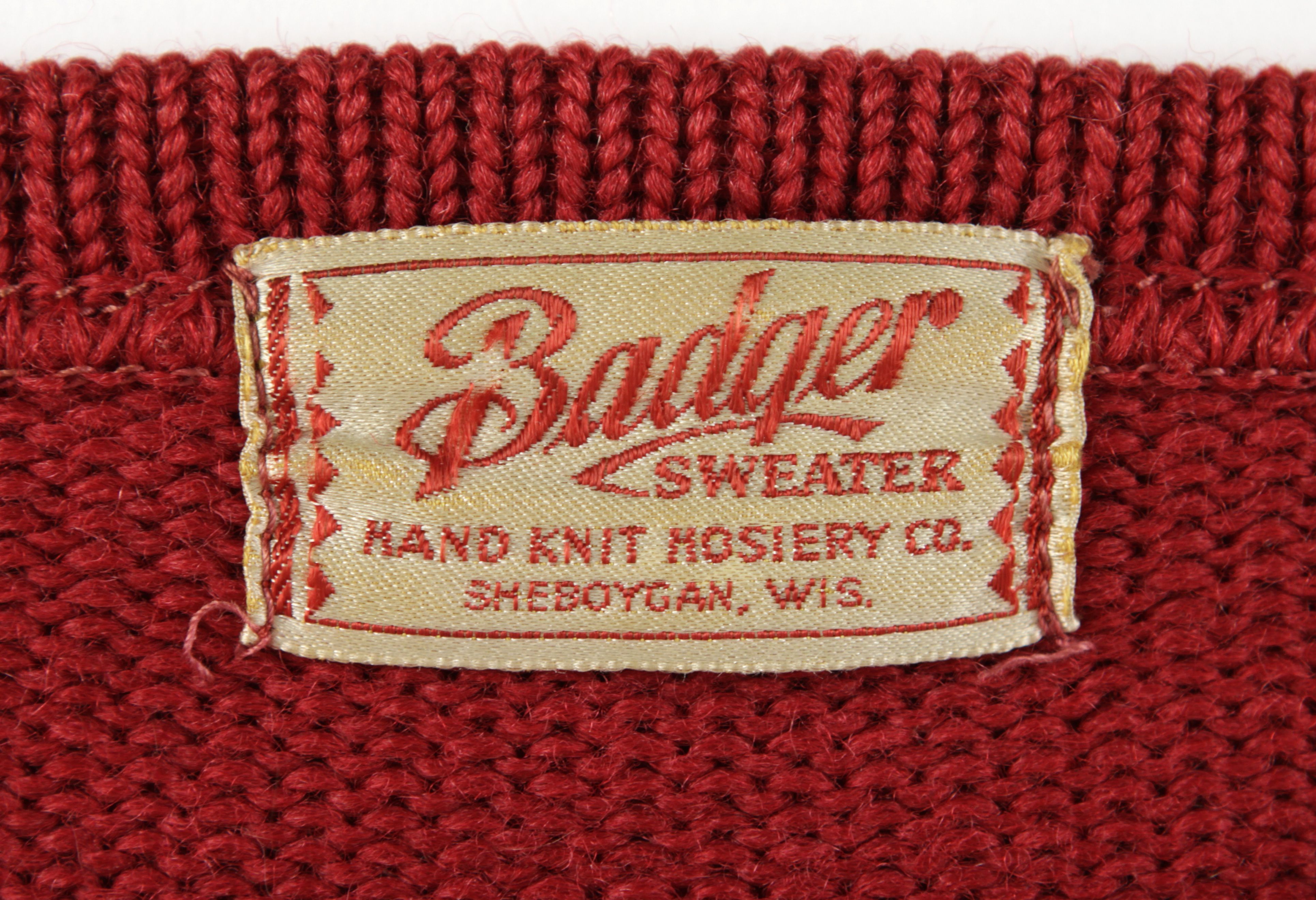 Vintage 40s Sweater / Badger Hand Knit Hosiery Co Rustic Barn Red Wool Collegiate Academia 2024 Letterman Preppy Jumper