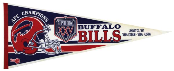 1991 Buffalo Bills Super Bowl XXV & AFC Champions Full Size Pennant 