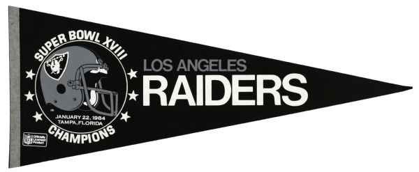 1984 Los Angeles Raiders Super Bowl XVIII Champions Full Size Pennant
