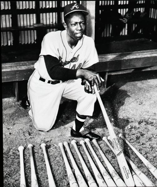 1966-67 Hank Aaron Atlanta Braves "The Sporting News" Original 3" x 3.75" Black And White Negative (The Sporting News Collection/MEARS Auction LOA) 