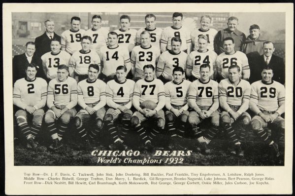 1932 Chicago Bears World Champions Rare Denby Cigars Advertising Card 