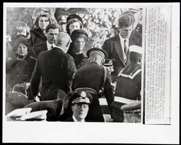 1963 John F. Kennedy Original 11" x 14" Oversized Chicago Sun Times Photo From John F. Kennedy Funeral Rose & Ted Kennedy - MEARS 